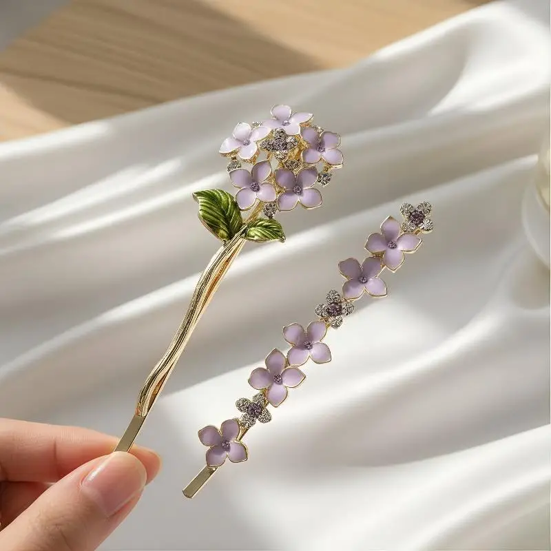 Romantische Glyzinien-Blumen-Haarspange - Elegante Bobby-Pin & Seitenklammer für Damen, Florale Haaraccessoires für Hochzeit & Alltag – Detail 3