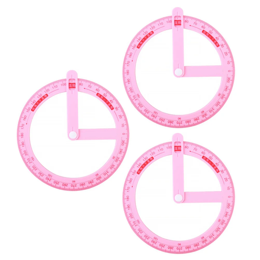 

3pcs 360 Degree Protractor Clock Shaped Angle Learning Tool For Students Mathematics Supplies Teaching Aids Plastic Geometry