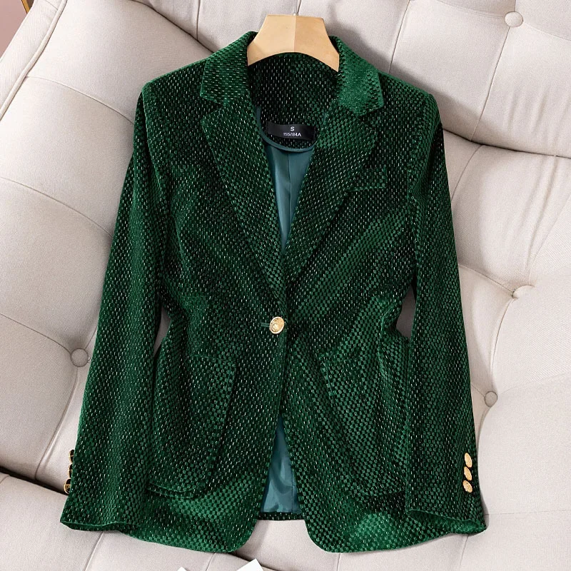 Blazer de veludo brilhante feminino, jaqueta formal, formal, escritório, negócios, roupas de trabalho, casaco, casamento, smoking, vestido de baile, inverno, mulheres, 1 peça