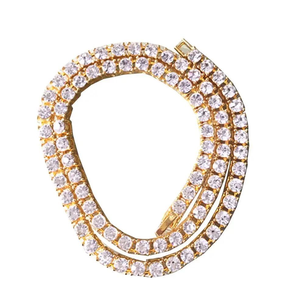 

Rhinestone Necklace Punk Hiphop Jewelry for Women Necklaces Gift Tennis Miss Men's