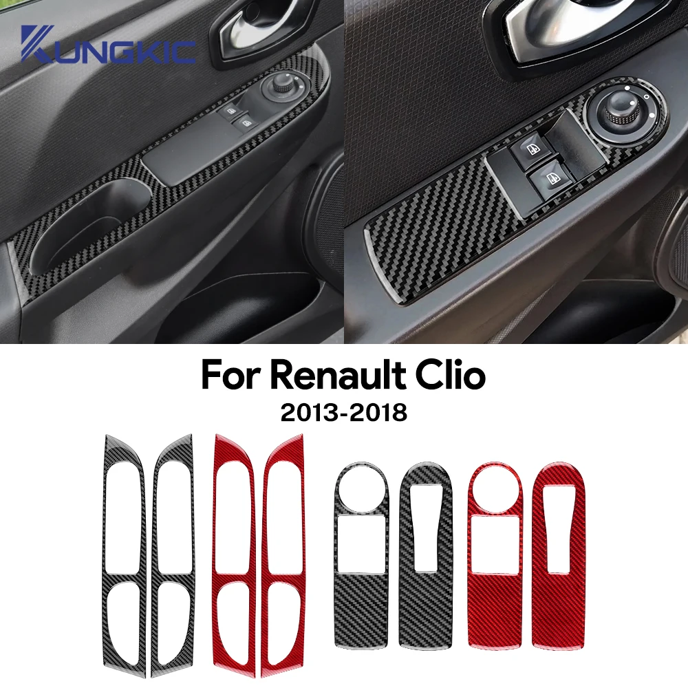 Adesivo per finestrino anteriore in vera fibra di carbonio morbida, per interni ed esterni, per Renault Clio 4 2013, 2014, 2015, 2016, 2017, 2018, LHD, RHD