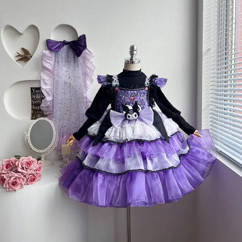 Kuromi Ragazze Lolita Principessa Gonna Anime Sanrios Reggicalze Bambini Halloween Costume Cosplay Tutu Nero Festa di Compleanno Gonna Regalo