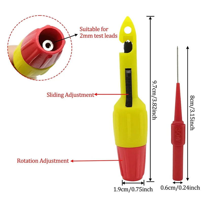 2 Pack Wire Piercing Probe Insulation Piercing Clip with Insulated Wire Piercing Probe,Inspection of Automotive Circuits