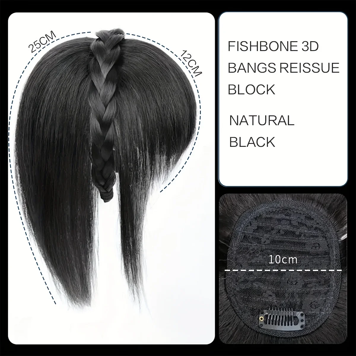 Synthetic Hair Topper With Headband Hair Bangs 3D Hair Bangs Synthetic Hair Clip In Hair Extensions For Daily Use Hair Accessori