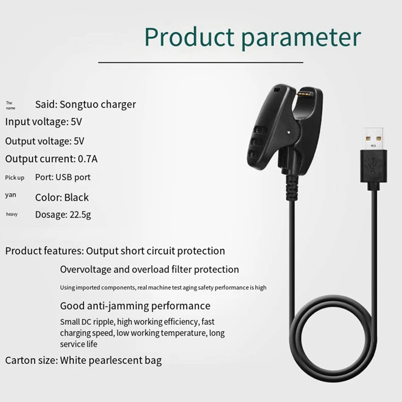 Top-USB Charger Cable Charging Stand For Suunto 5 Traverse Alpha Smart Watch