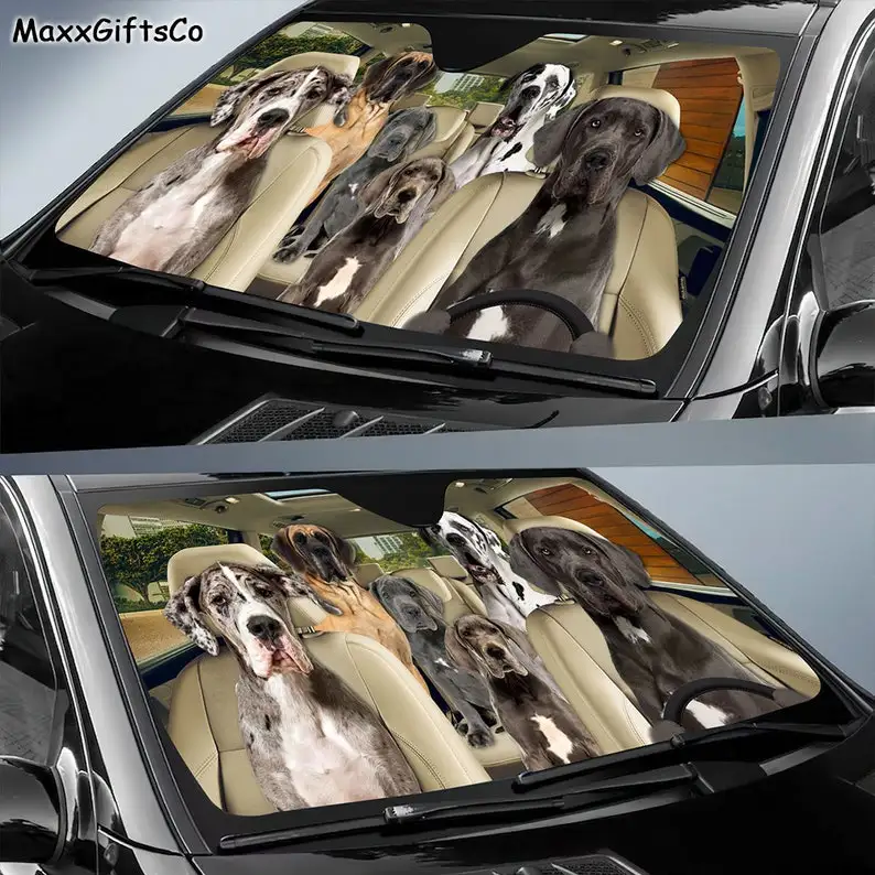 Great Dane Car Sun Shade, Great Dane Windshield, Dogs Family Sunshade, Great Dane Car Accessories, Great Dane Lovers Gift, Car D