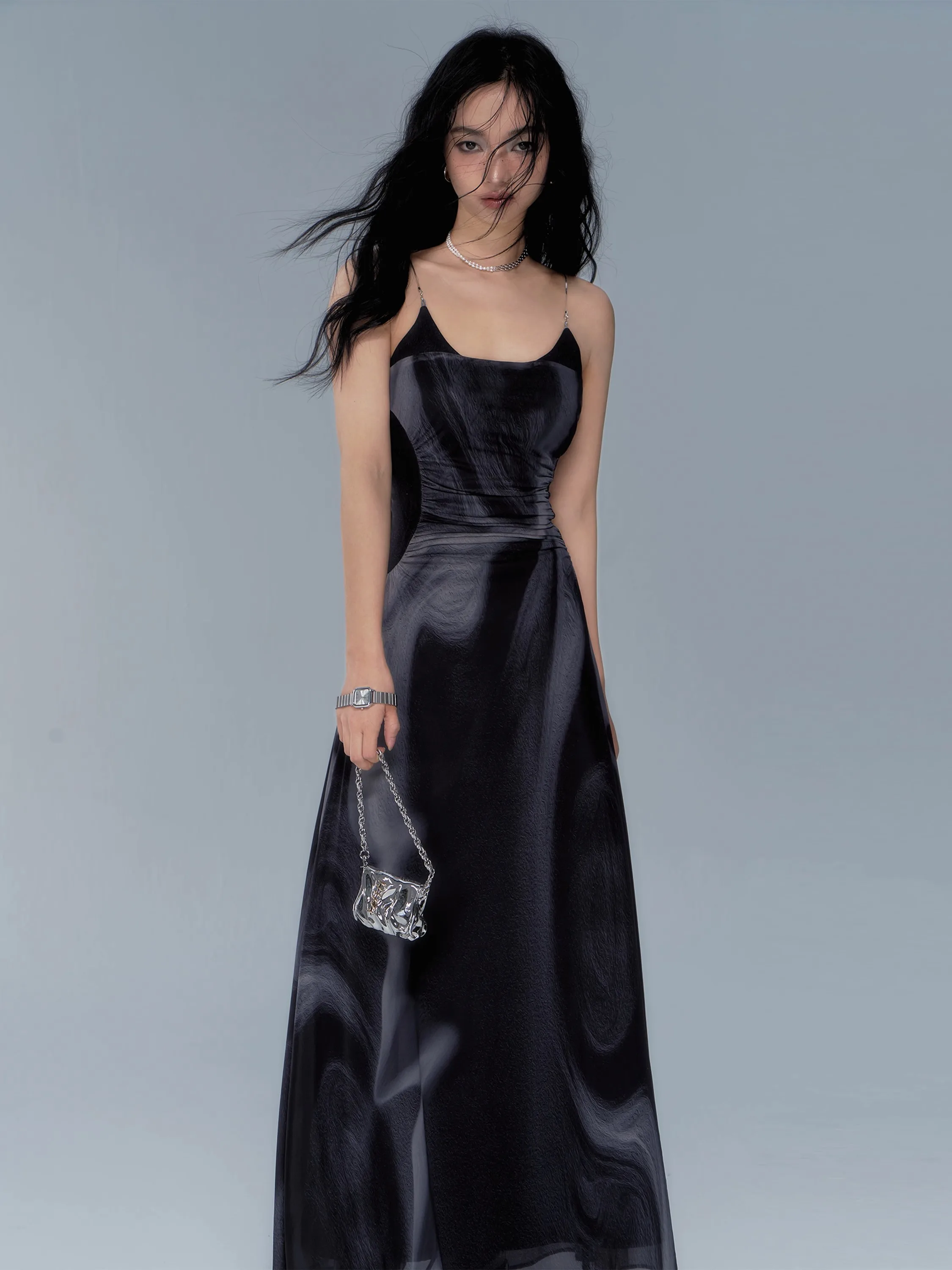 Vintage Tie Dye Elegant Dress Women Sexy Y2k Spaghetti Strap Maxi Dresses Korean Fashion Robe Vestidos De Mujer