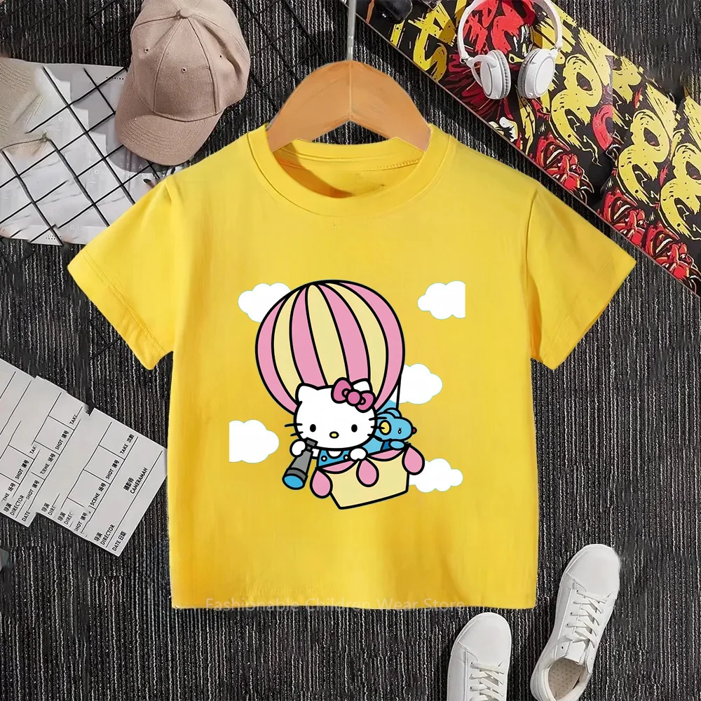 Animest Hello Kitty Tees Kawaiiest Summer Fashion for Boys and Girls Students Trendiest Super Casual Animest Cartoon Prints