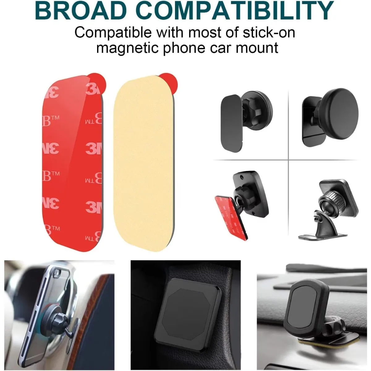 شريط تثبيت مزدوج الجوانب، 4 قطع، لتركيب هاتف لوحة قيادة السيارة، لاصق قوي، سهل التركيب