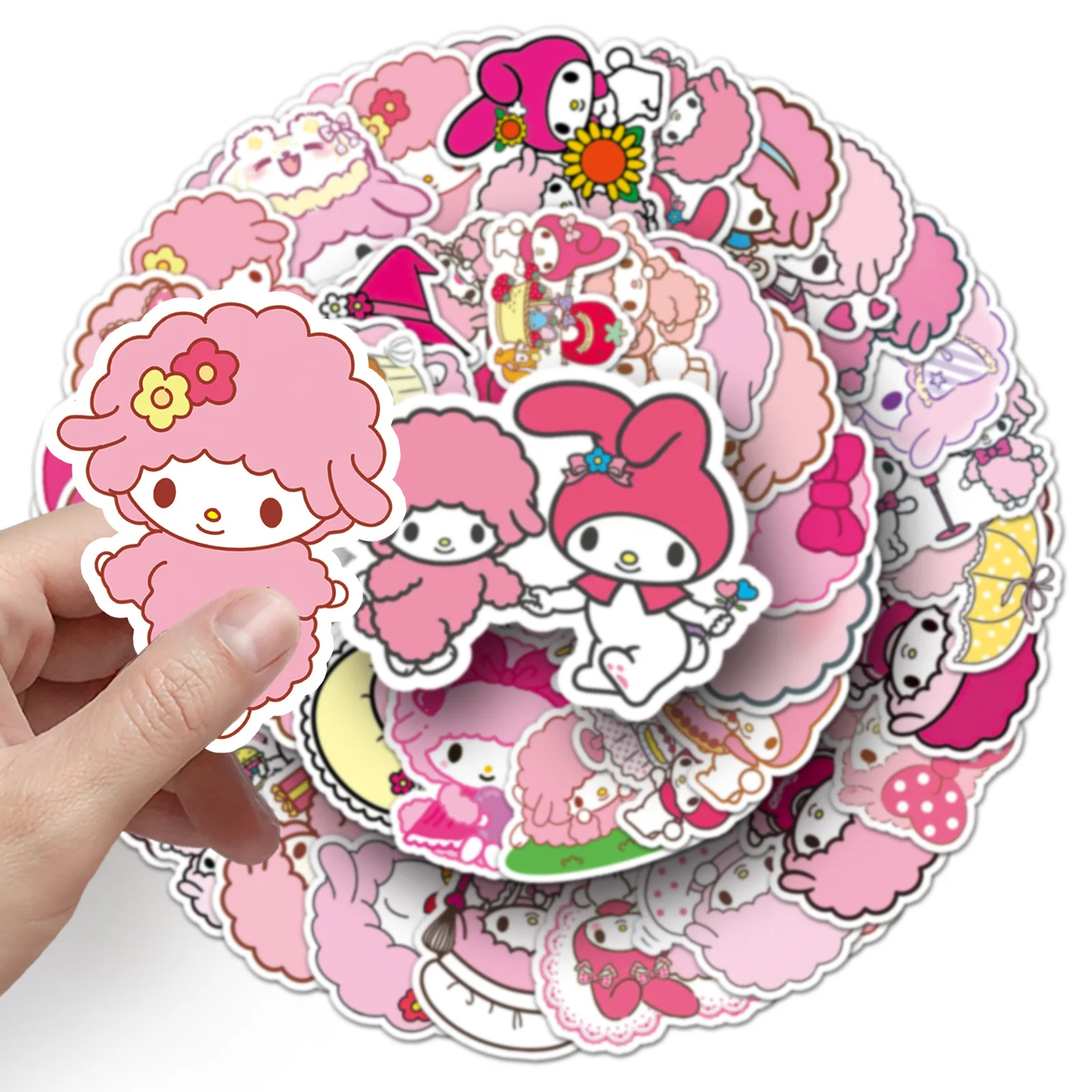

50PCS Sanrio My Sweet Piano Cute Stickers Cartoon Pink Lamb Doodle Decals Toy Gifts for Skateboard Motorcycle Helmet Guitar Desk