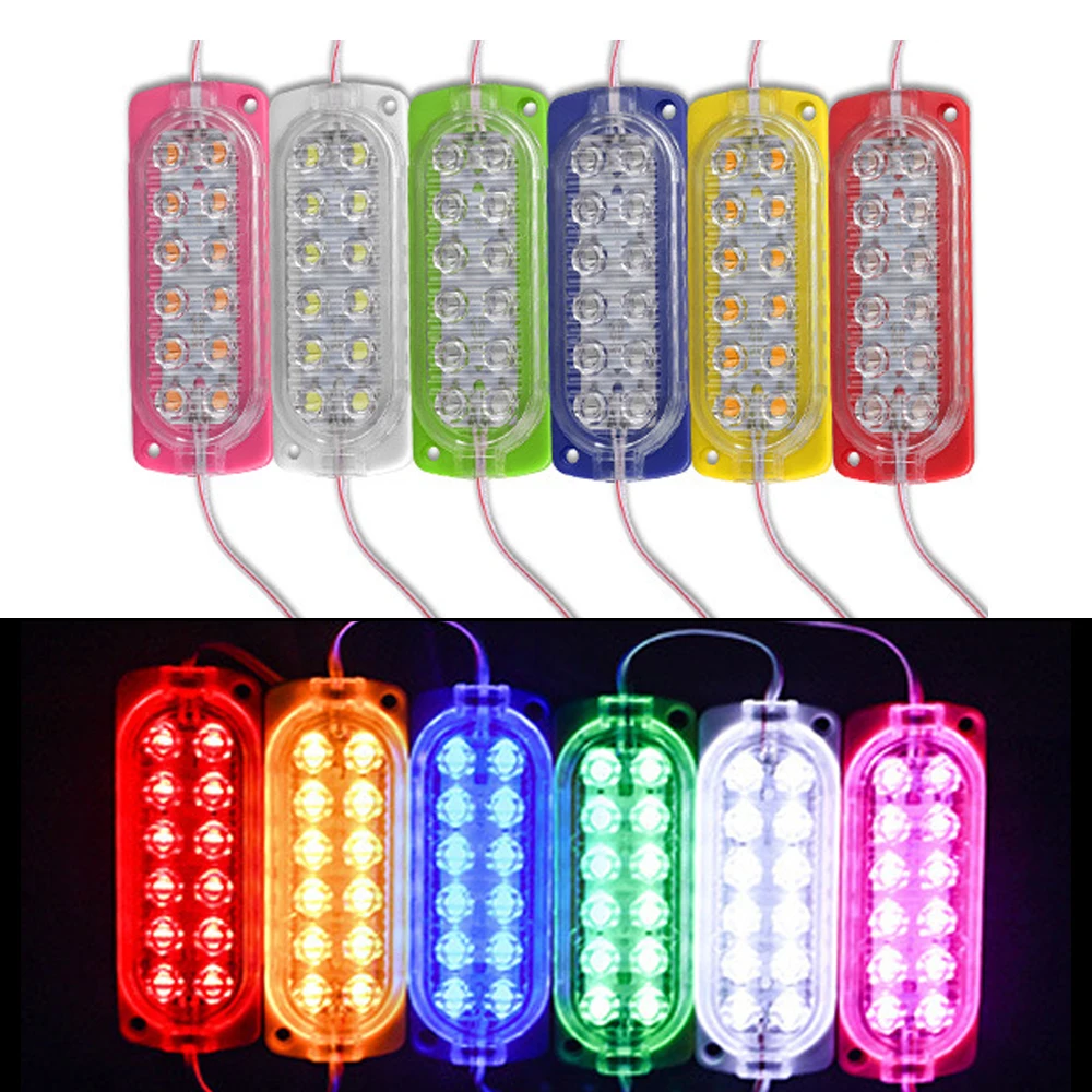 4×12leds 24V Strobe light Truck LED Strobe Warning Light Grille Flashing Lightbar Car Beacon Lamp Yellow White ice blue green