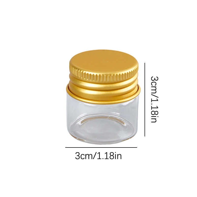 5PCS 10ml Tiny Glass Jars Bottles Screw Cap Storage Jar Mini Containers Transparent Vial Bottles