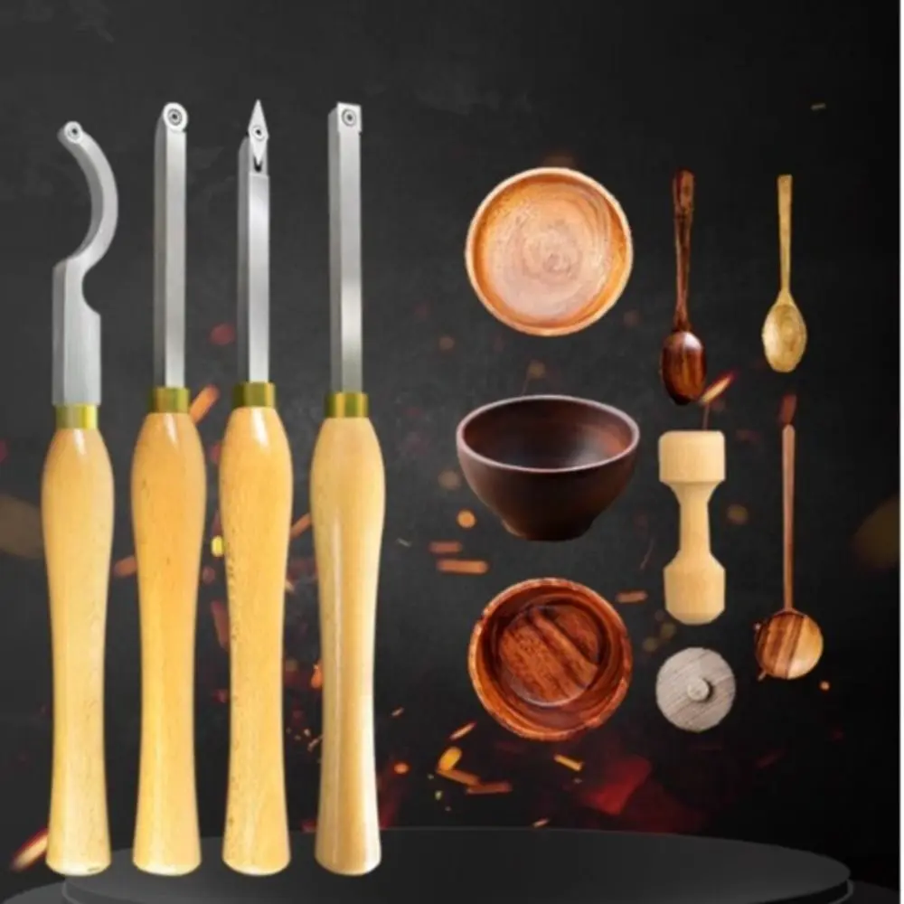 

Hard Alloy Pointed Tip Wood Lathe Tool Set Multiple Sharp Edges Ergonomic Handle Lathe Turning Tools Sturdy Rotating