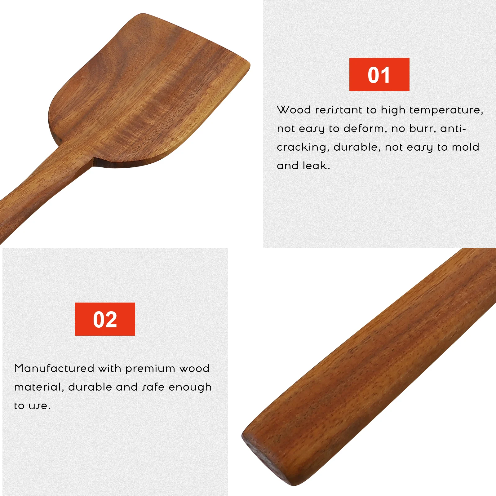 

Teak Wood Spatula Premium Wooden Cooking Turner Non-Scratch Heat Resistant Kitchen Shovel For Home Restaurant Hotel