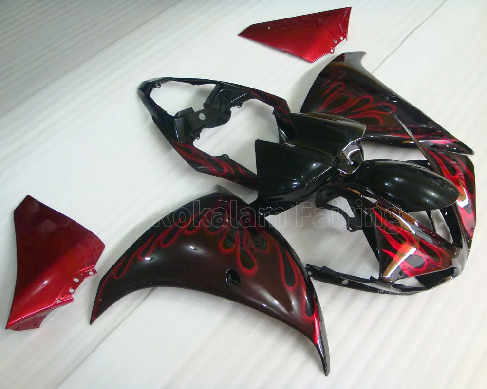 Injection Mold For Yamaha YZF R1 2009 2010 2011 YZF-R1 YZF1000 R1 09-11 R1 ABS Red Flame Fairings (Injection Molding)