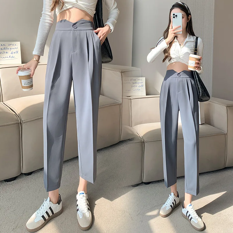 

Real Shot Spring and Summer New Harem Pants Women's Cropped Pants Suit Women's Pants Trousers