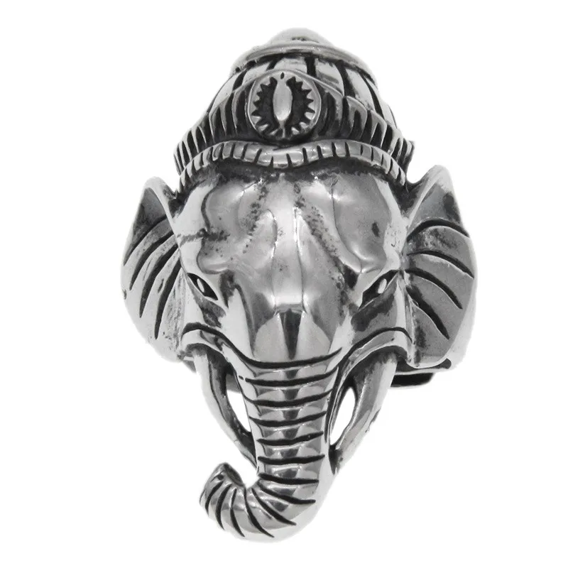 BOCAI Real S925 Silver Jewelry Retro Ganesha Personality  Trendy Man Ring Holiday Gifts