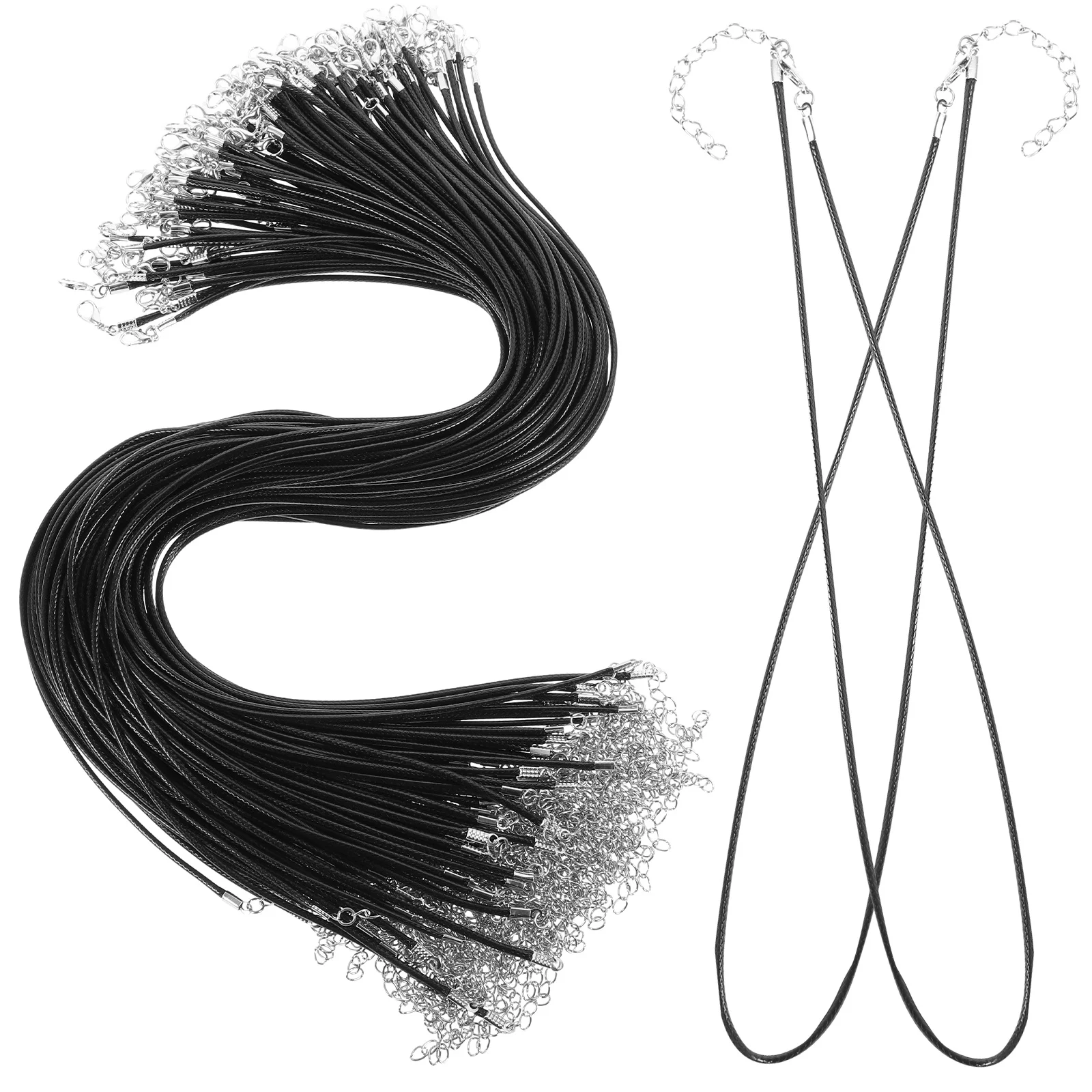 

100 шт. вощеный шнур для ожерелья, черные шнуры для ожерелья с застежкой, ювелирный шнур для подвески, принадлежности для изготовления ювелирных изделий своими руками