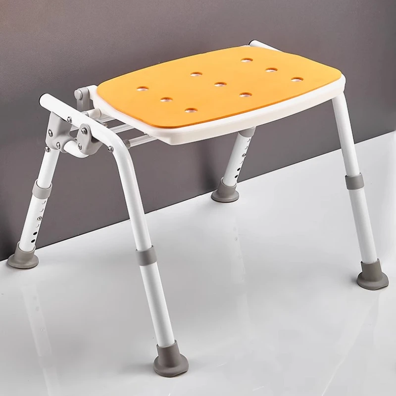 

Foldable Elderly Bath Chair Pregnant Shower Chair Backless Style Bathroom Chairs Waterproof Non-slip Aluminum Alloy Bath Stools