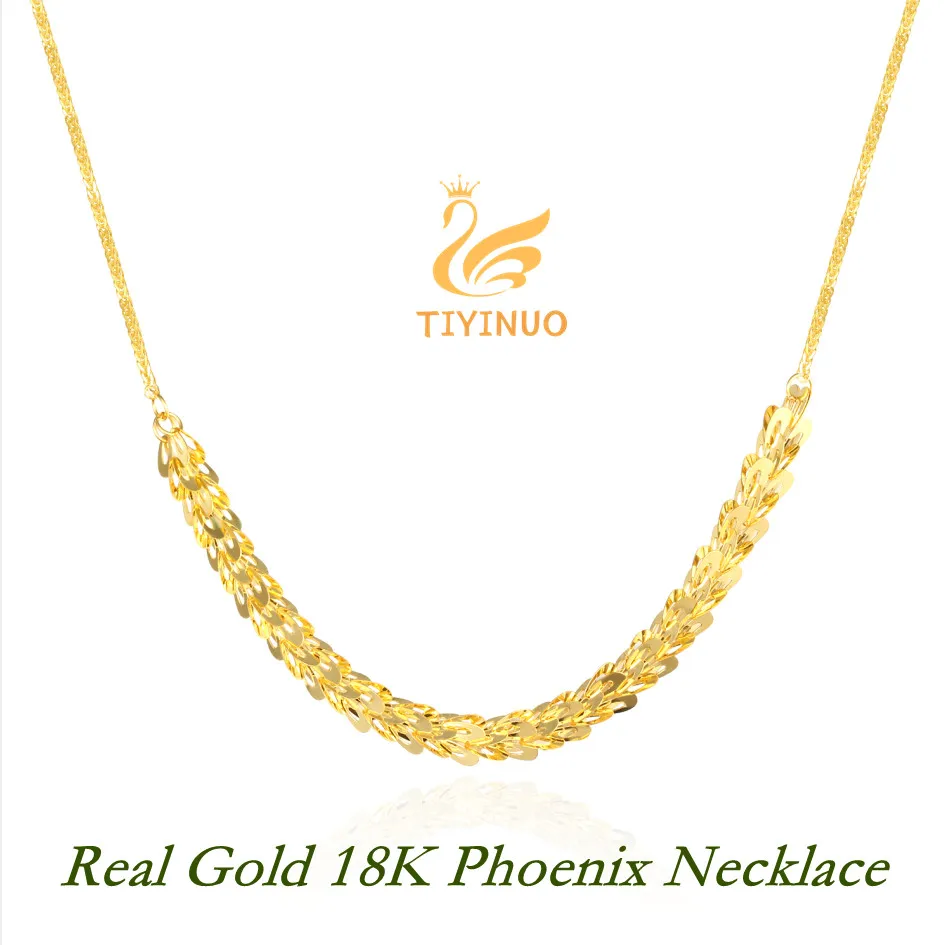 

TIYINUO 18k Real Gold Phoenix Necklace Au750 Gift Present For Women Wife And Girlfriend New In Dazzling Luster Fine Jewelry