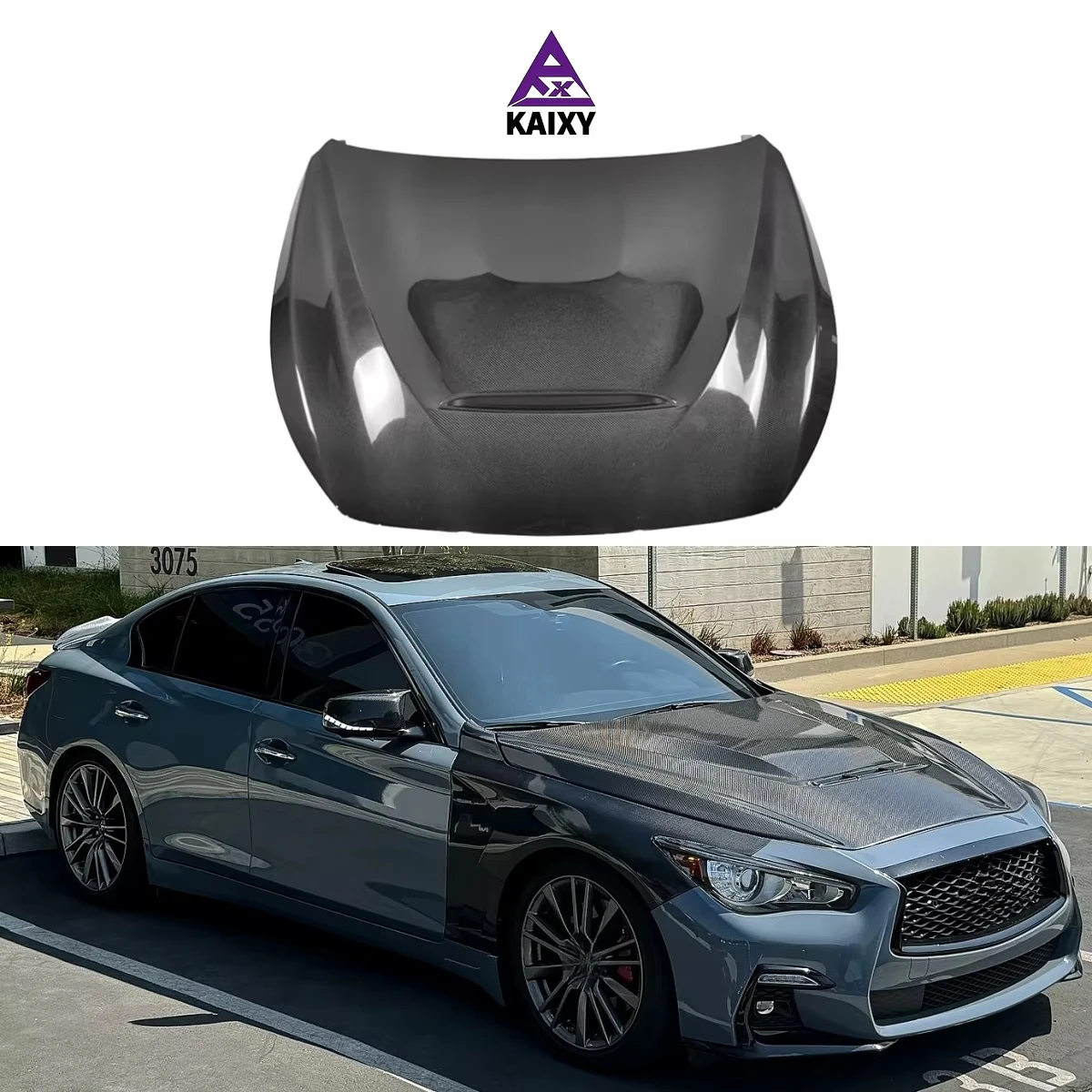 GTS Style Carbon Fiber Front Engine Hood for Q50 Q50S Carbon Fiber Engine Bonnet