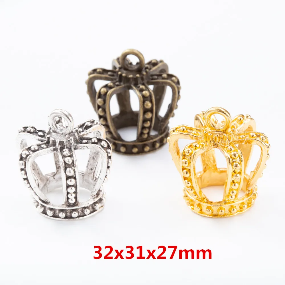 3pieces (crown) vintage zinc alloy charm metal pendant DIY jewelry discovery making accessories872