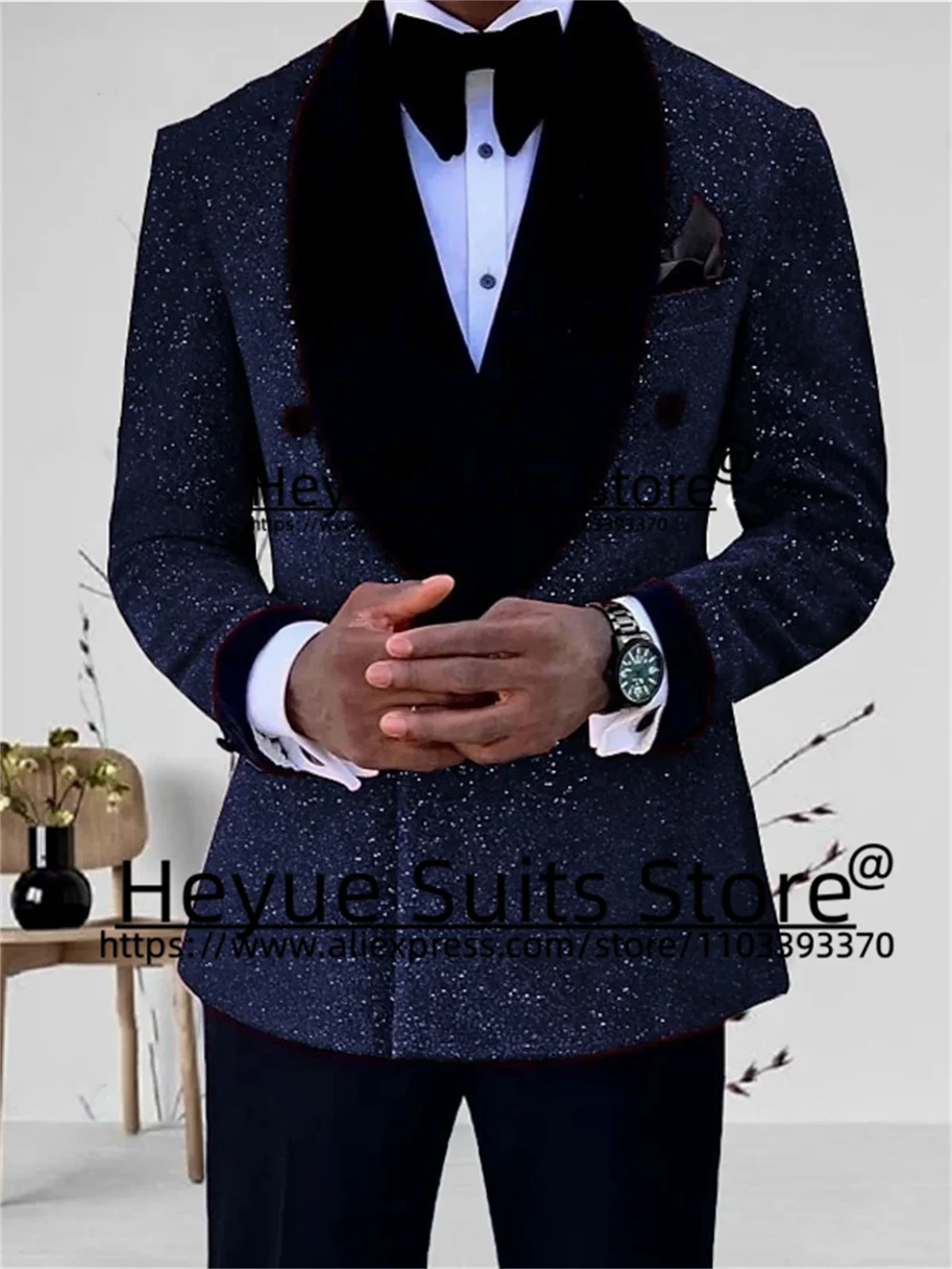 Green Shiny Formal Men Suits Slim Fit Black Shawl Lapel Groom Wedding Tuxedos 2 Pieces Sets Business Male Blazer Ropa Hombre