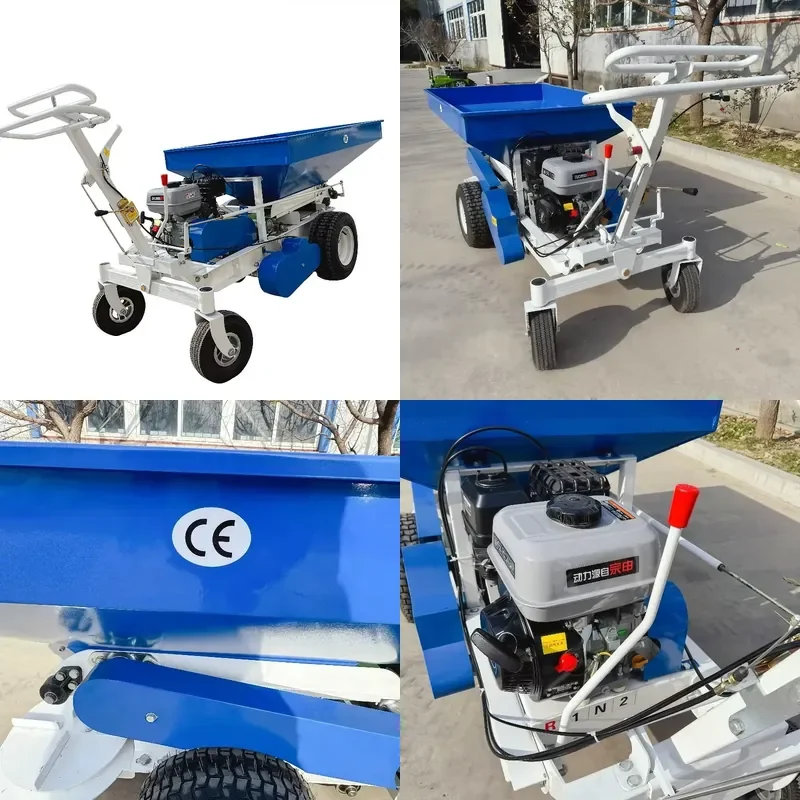 SFW Certificate CE Certified Self-propelled Compost Spreader Hand Push Double Disc Adjustable Petrol Lawn Garden