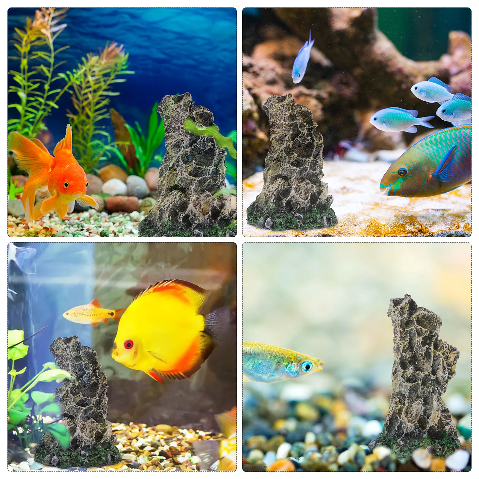 

Aquarium Rockery Ornament Resin Artificial Mountain Decor for Fish Tank Realistic Stone Landscape Hiding Place Aquascaping
