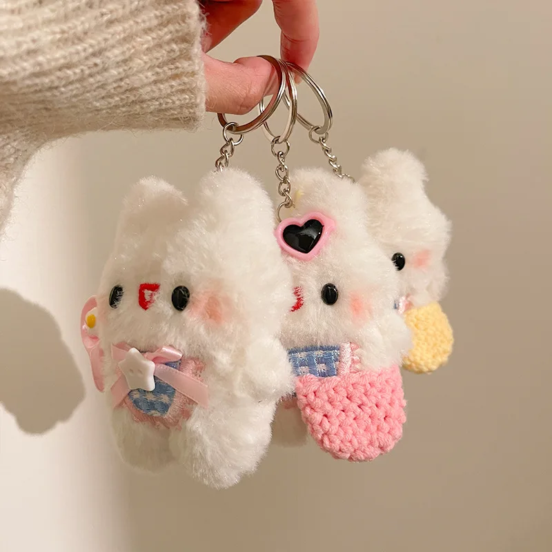 ตุ๊กตากระต่ายการ์ตูนน่ารักแบบบูติก พวงกุญแจ ของตกแต่งห้อยกระเป๋า
