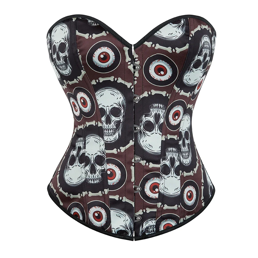 

Skull Print Women's Corset Top Burlesque Sexy Lingerie for Lady Steampunk Vintage Gothic Waist Trainer Bustiers & Corsets