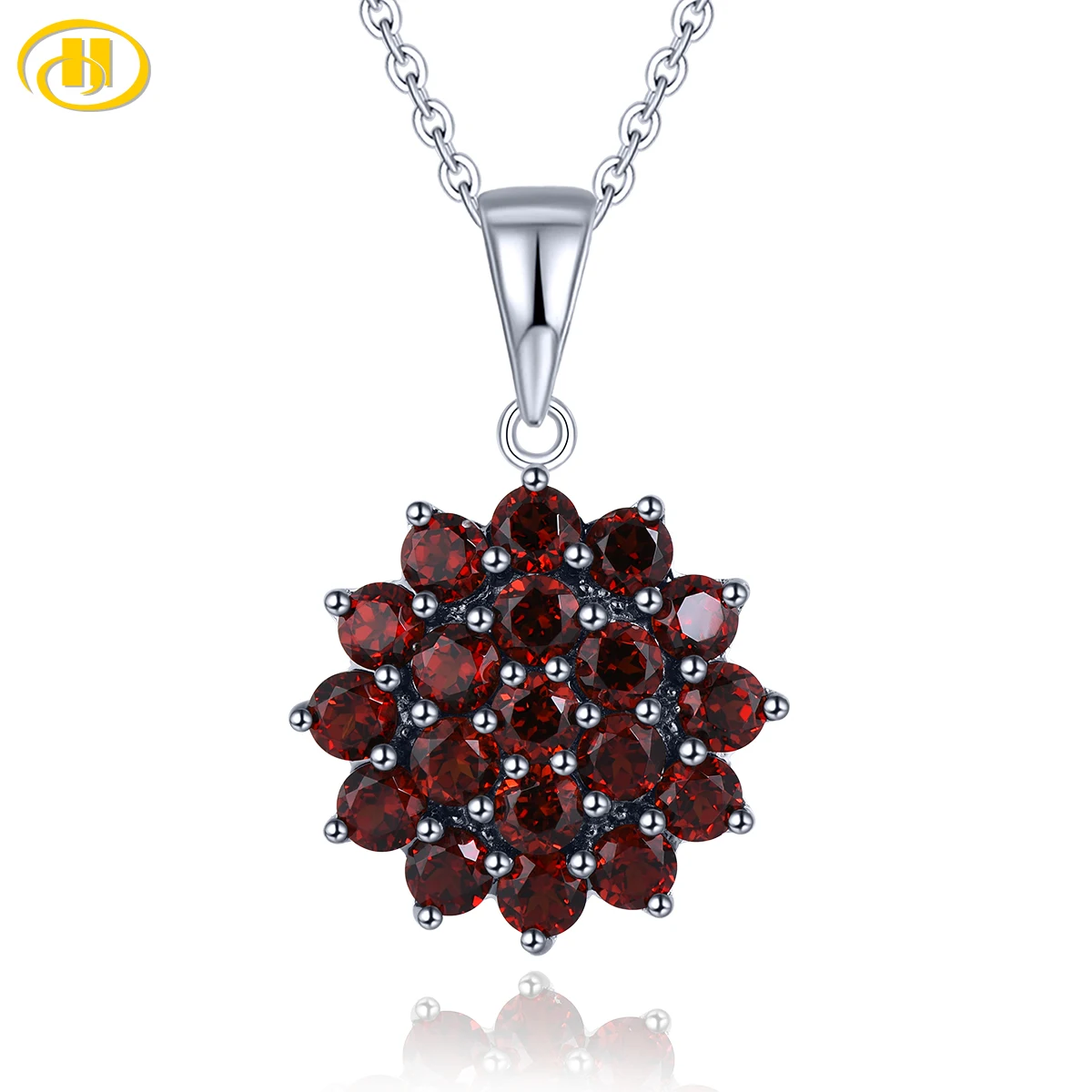 Natural Garnet Sterling Silver Pendants Women Fine Jewelry 2.9 Carats Red Garnet Original Design S925 Top Quality Birthday Gift