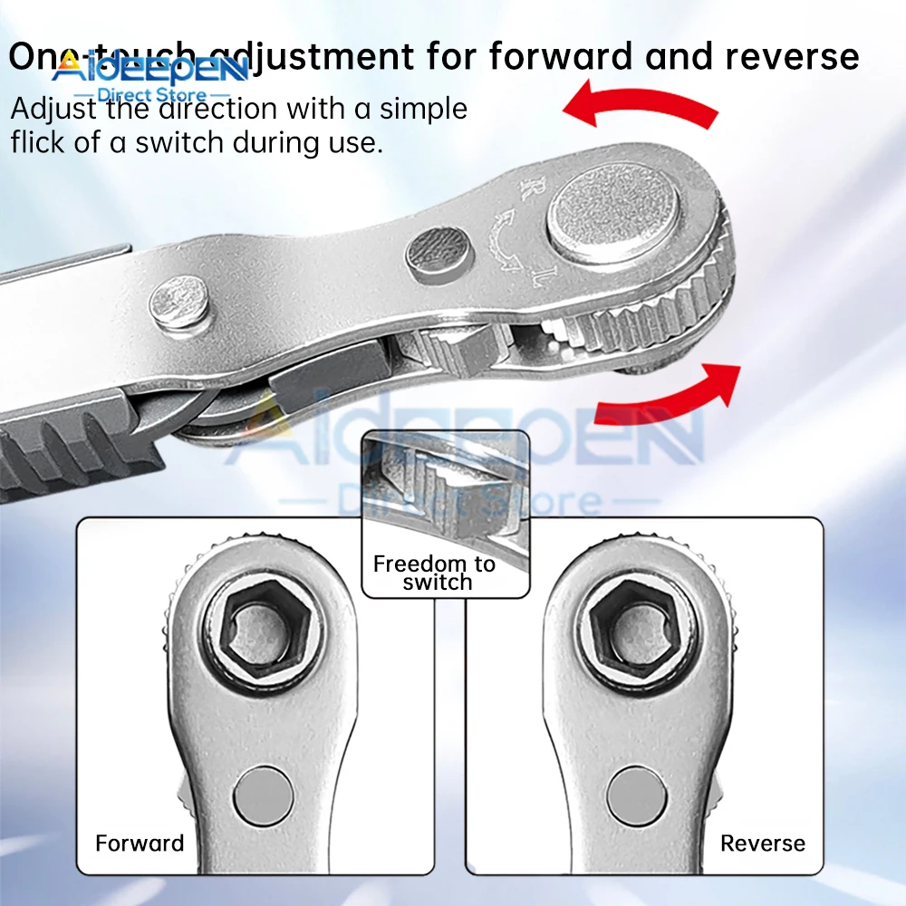 Red/Grey Bidirectional Ratchet Screwdriver Narrow Space Corner Turning Right Angle Cross Slotted Screwdriver Tool