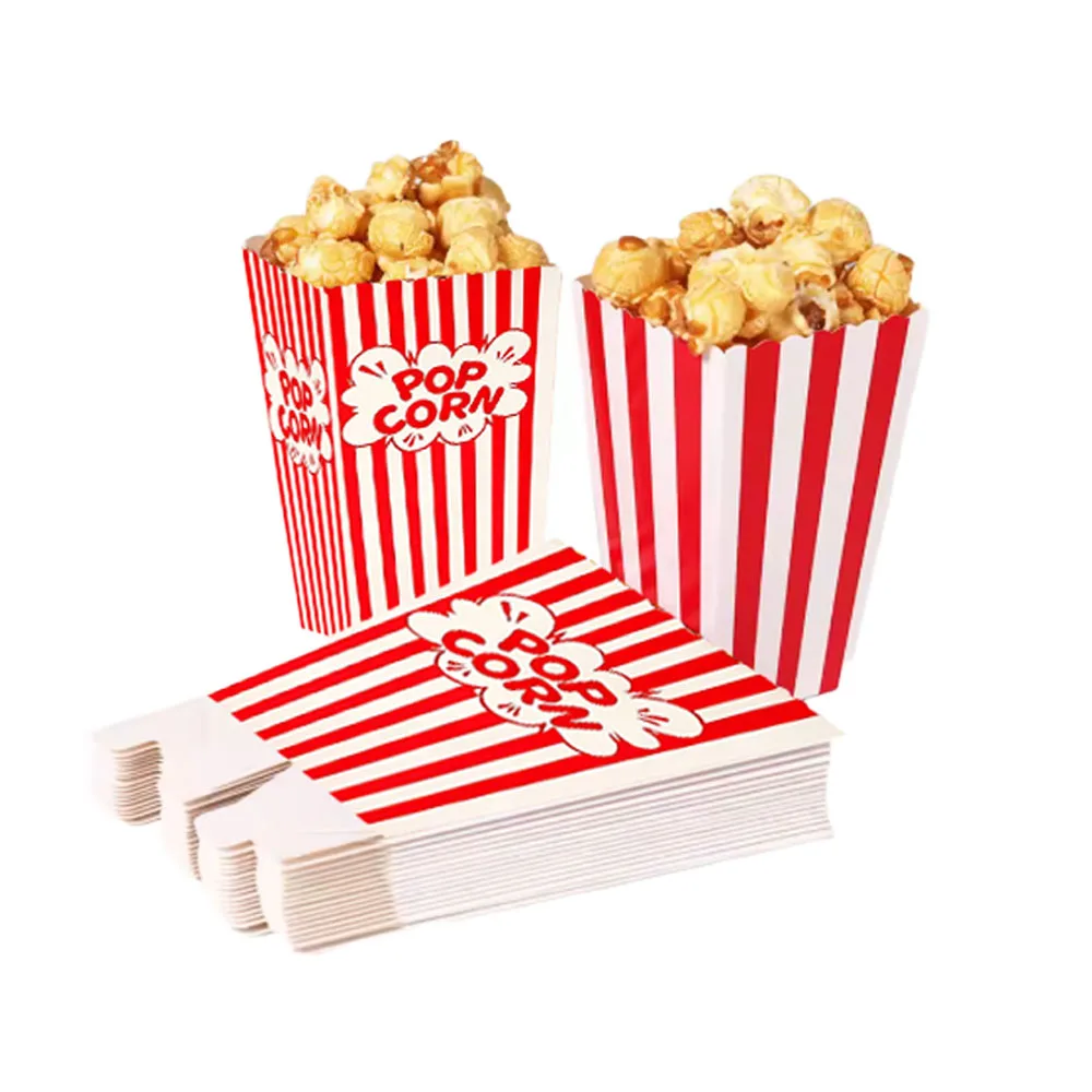 6/12/24/36 Stück Rot Gestreifte Popcorn-Box Snackbox Kindergeburtstag Babyparty Filmnacht Party Dekorationszubehör – Detail 3