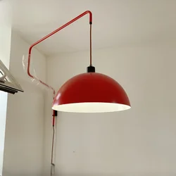 Nordic Led Rocker Arm Wall Lamp Retro Vintage Bar Living Wall Dining Room Kitchen Red Iron Wall Lamp Minimalist Line Movable Arm