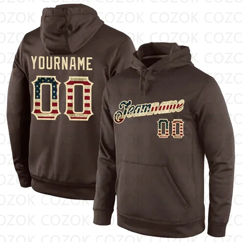 

Customized Hoodie Brown Flag USA Color Jersey 3D Printed Unisex Pullovers Hoodie Casual Sweatshirts