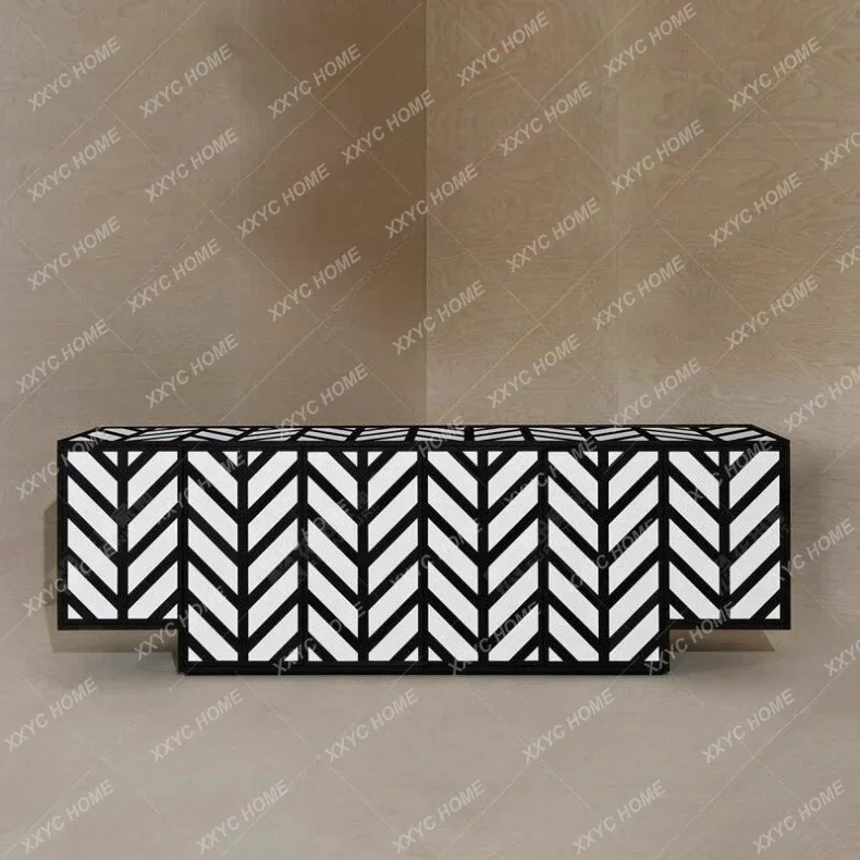 A Retro creative side cabinet, entrance cabinet, living room abstract decorative locker