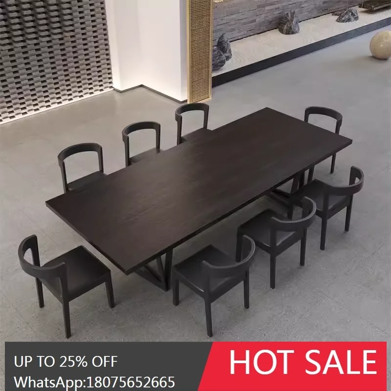 SGF simple modern industrial style desk black computer desk solid wood long table