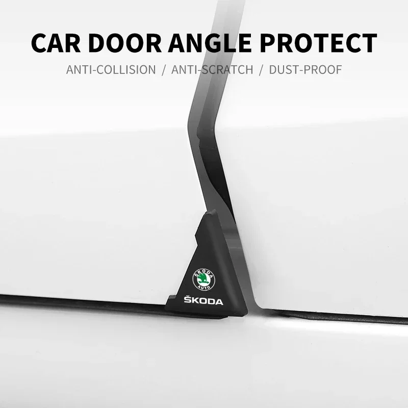 2pcs Silicone Car Door Corner Cover Bumper Scratch Protector For Skoda Karoq Octavia Rapid Kodiaq Kamiq Superb Derivative