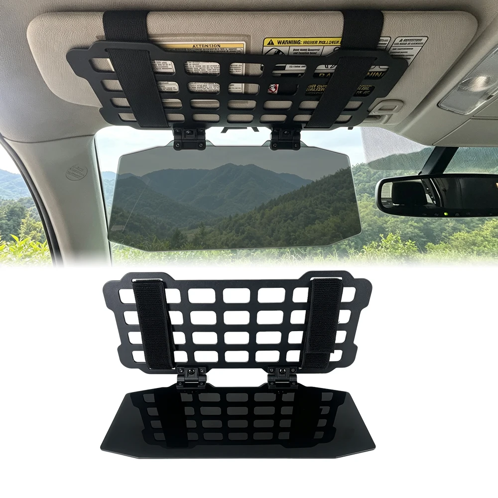 Universal Tactical MOLLE Folding Sun Visor Panel Webbing Strap Mount Car Interior Storage Sunshade Lens For Off‑road Vehicle