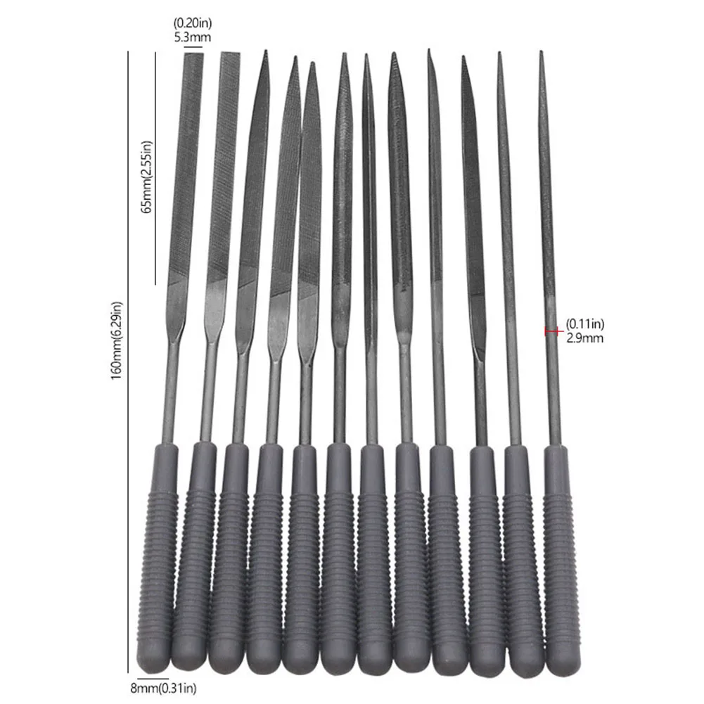 12pcs Needle Files Set DIY Wood Rasp File For Metal Glass Grinding Trimming Deburring Special-Shaped Files Wood Carving Tools