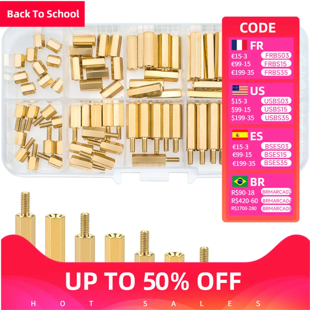 

M2.5 Мужской Женский Шестигранный Латунный Проставочный Винт Гайка Ассортимент Комплект (180 Шт.)