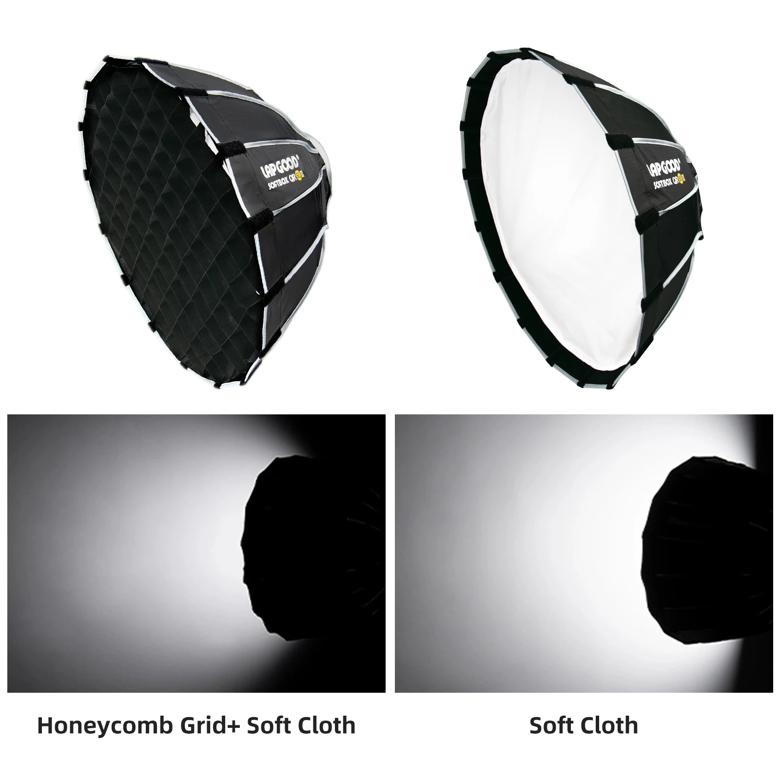 LAPGOOD Portable QR60II Quickly Fast Installation Deep Parabolic Softbox + Honeycomb Grid for Bowens Profoto Elinchrom Flash