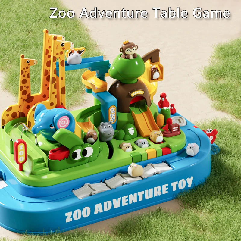 Animal Racing Rail Car Model Table Games Children Adventure Board Game Brain Mechanical Interactive Kids Educational Toys Gifts