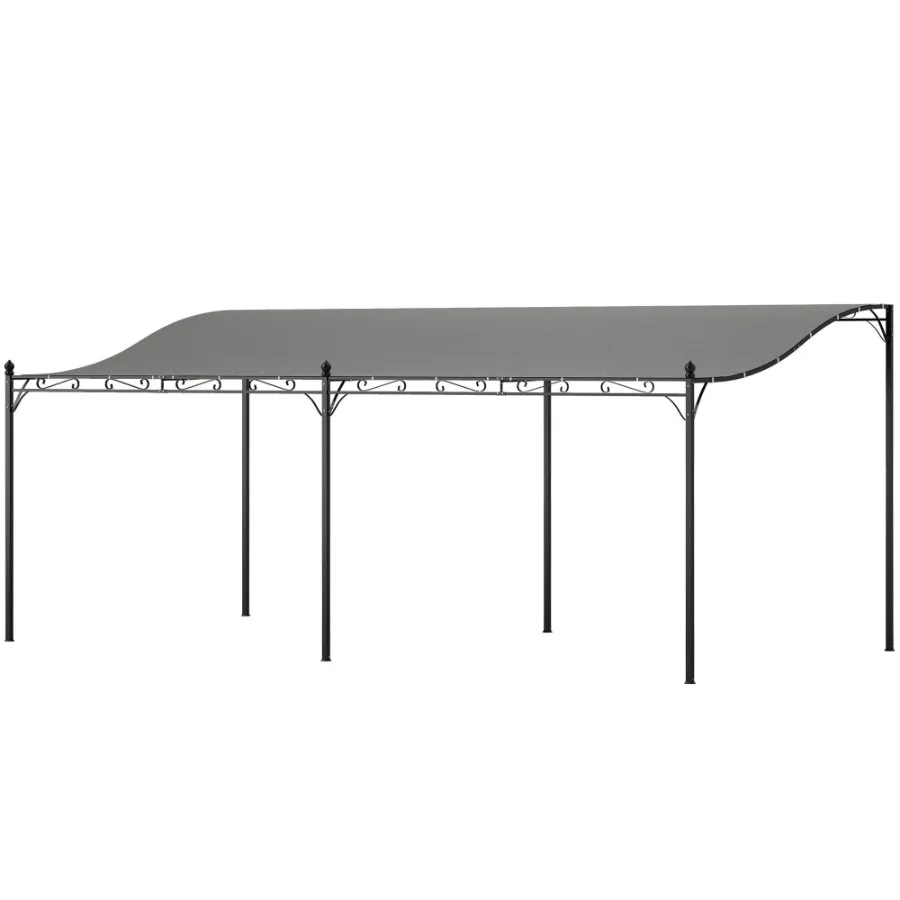 

10' x 20' Outdoor Pergola Canopy Metal Patio Canopy with Drainage Holes for Backyard Garden Dark Gray