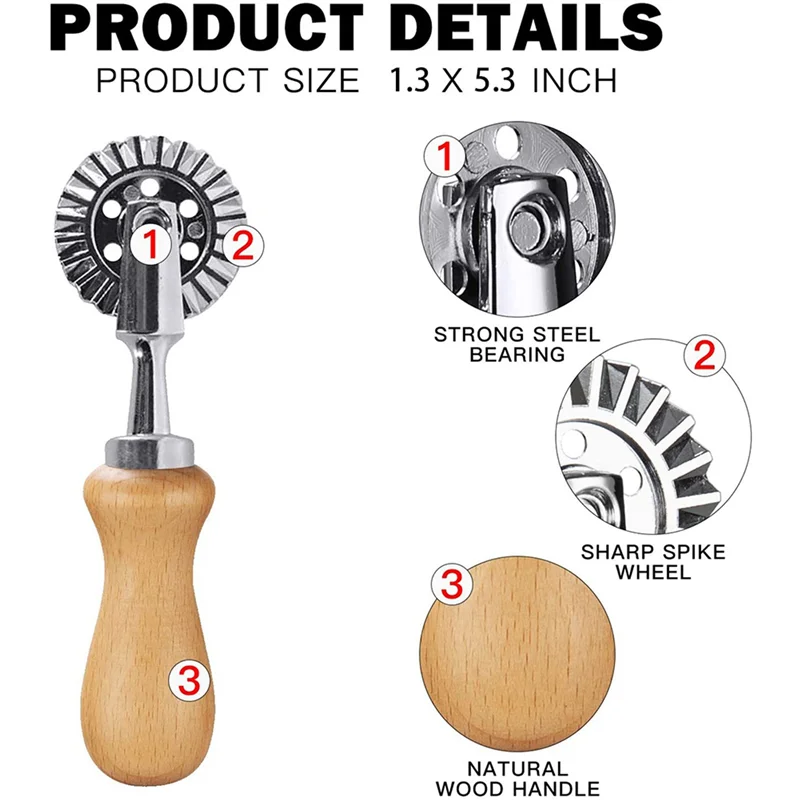 

ELEG-5X Pastry Wheel Cutter - Pasta Cutter Wheel - Ravioli Crimper Cutter Wheel Dough Cutter For Kitchen Pasta Accessories