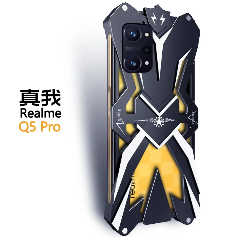 

Metal Steel Machinery Shockproof Aluminum Armor Case For Realme Q5 Pro Q5 New Cases Cover Bumper Coque