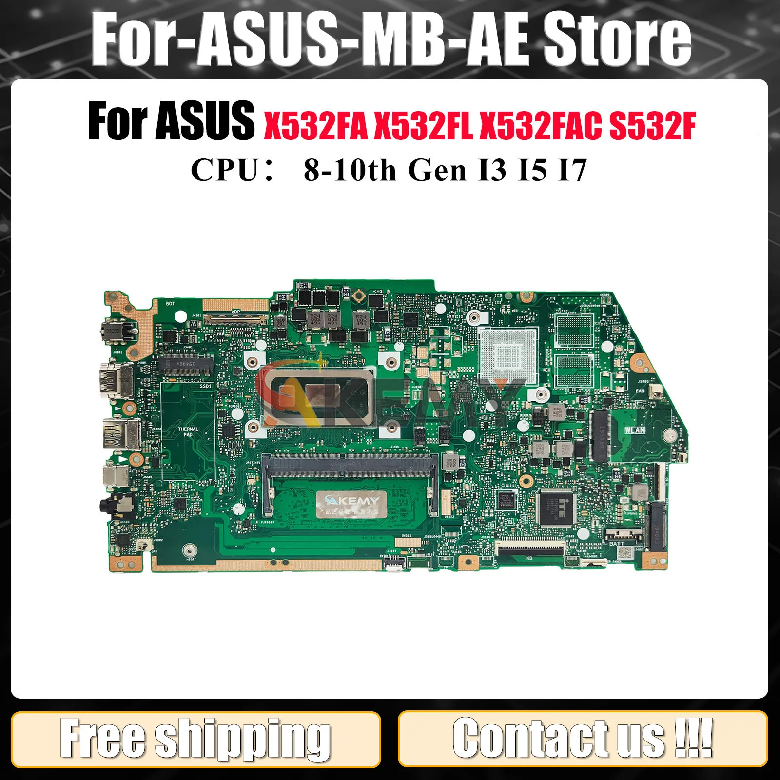 

X532FA Материнская плата для ноутбука ASUS V532F K532F X532FL S531F S532F S5500F K531F X532FL X532F X532FAC V531F Материнская плата I3 I5 I7 CPU