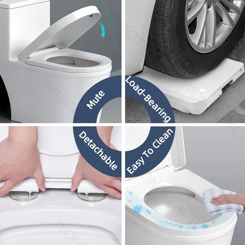 Bathroom Toilet Lid Easy Installation Elongated Oval Seat Widened Arc Toilet Lid Round Toilet Seat Silent Closed Seat（White）