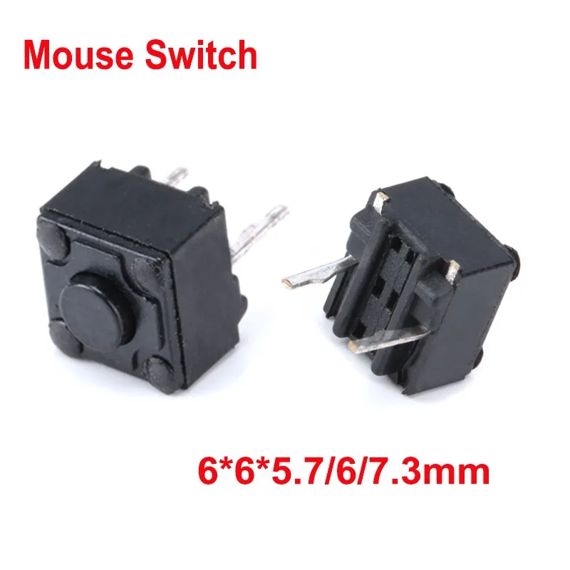 10pcs Micro Mouse Square Switch Button 6*6*5.7mm/6*6*6.0mm/6*6*7.3mm 6x6x5.7/6/7.3mm Tact Switch Microsoft Black Dots